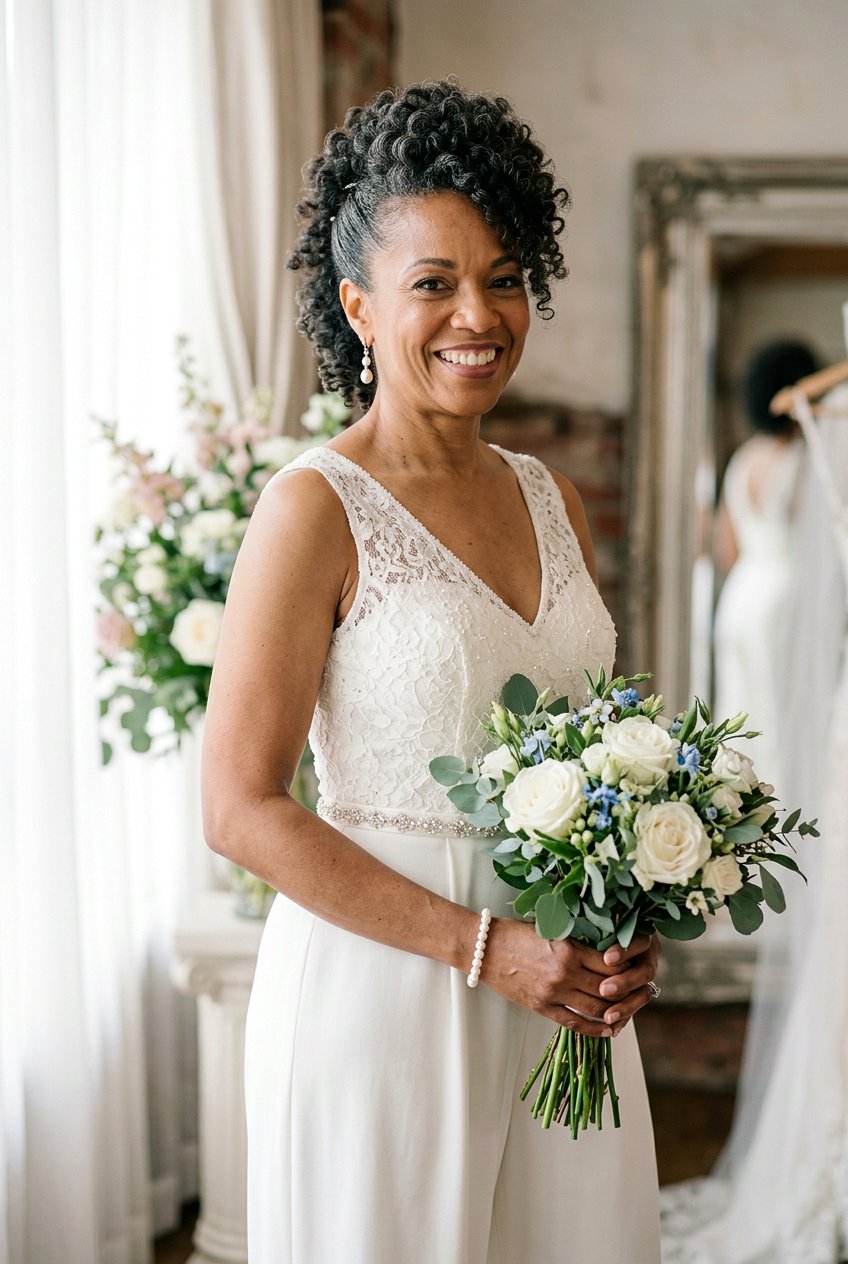 Faux Hawk with Curls - 20 bridal hairstyle for mature bride - 20 bridal hairstyle for mature bride