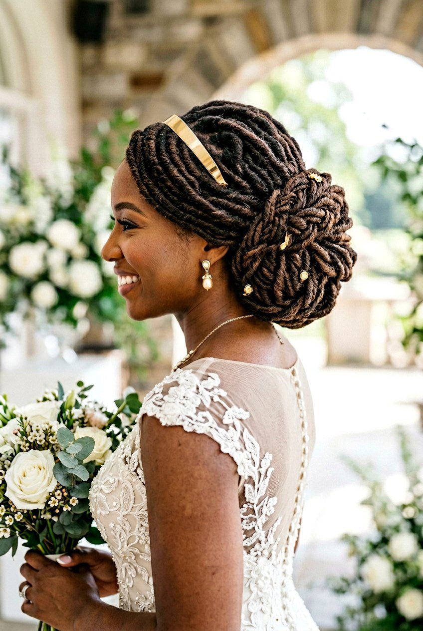 Faux Locs Braided Updo for Weddings - 20 bridal faux loc updo - 20 bridal faux loc updo