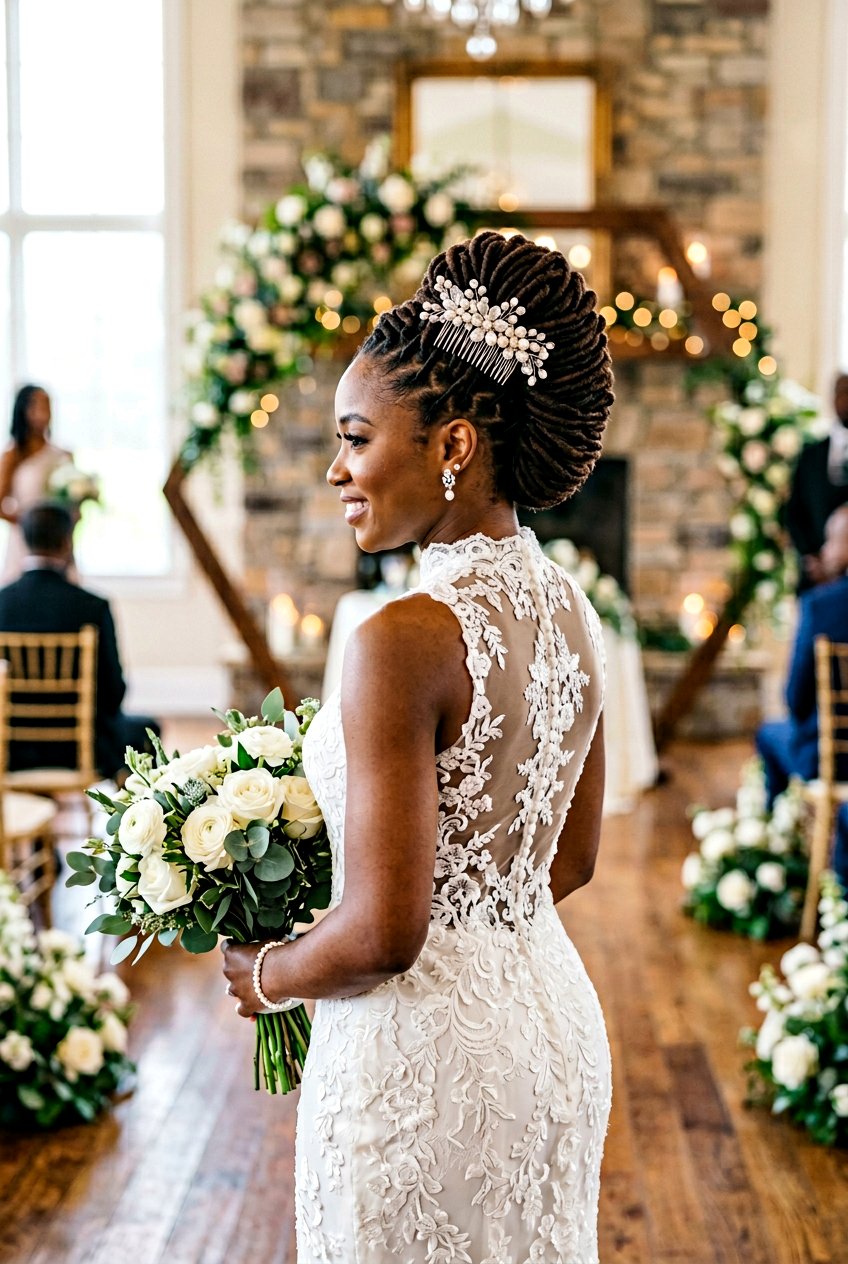 Faux Locs French Roll Bridal Updo - 20 bridal faux loc updo - 20 bridal faux loc updo