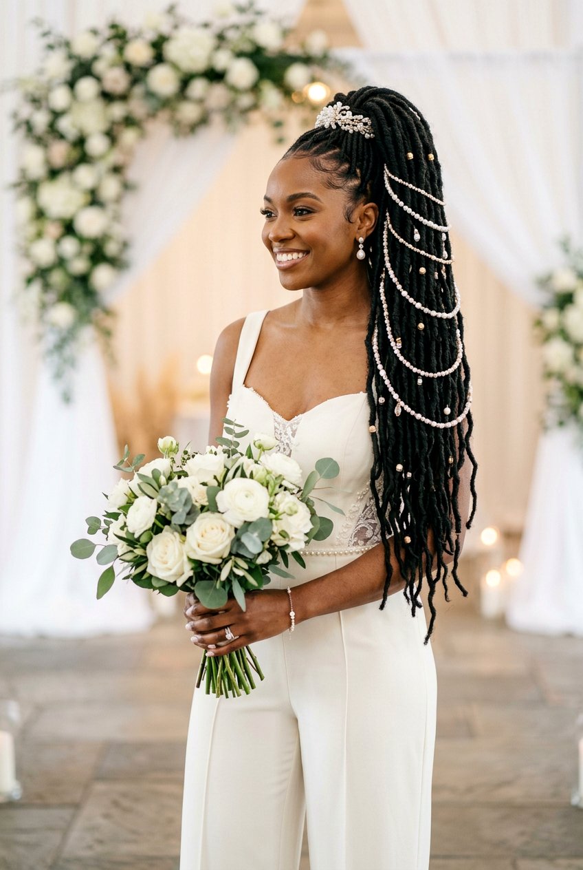 Faux Locs High Ponytail Bridal Updo - 20 bridal faux loc updo - 20 bridal faux loc updo