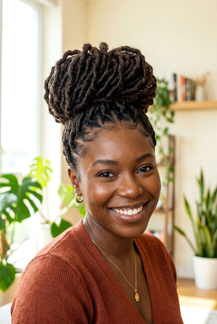 Faux Locs Natural Puff - 20 black women natural puff ideas - 20 black women natural puff ideas