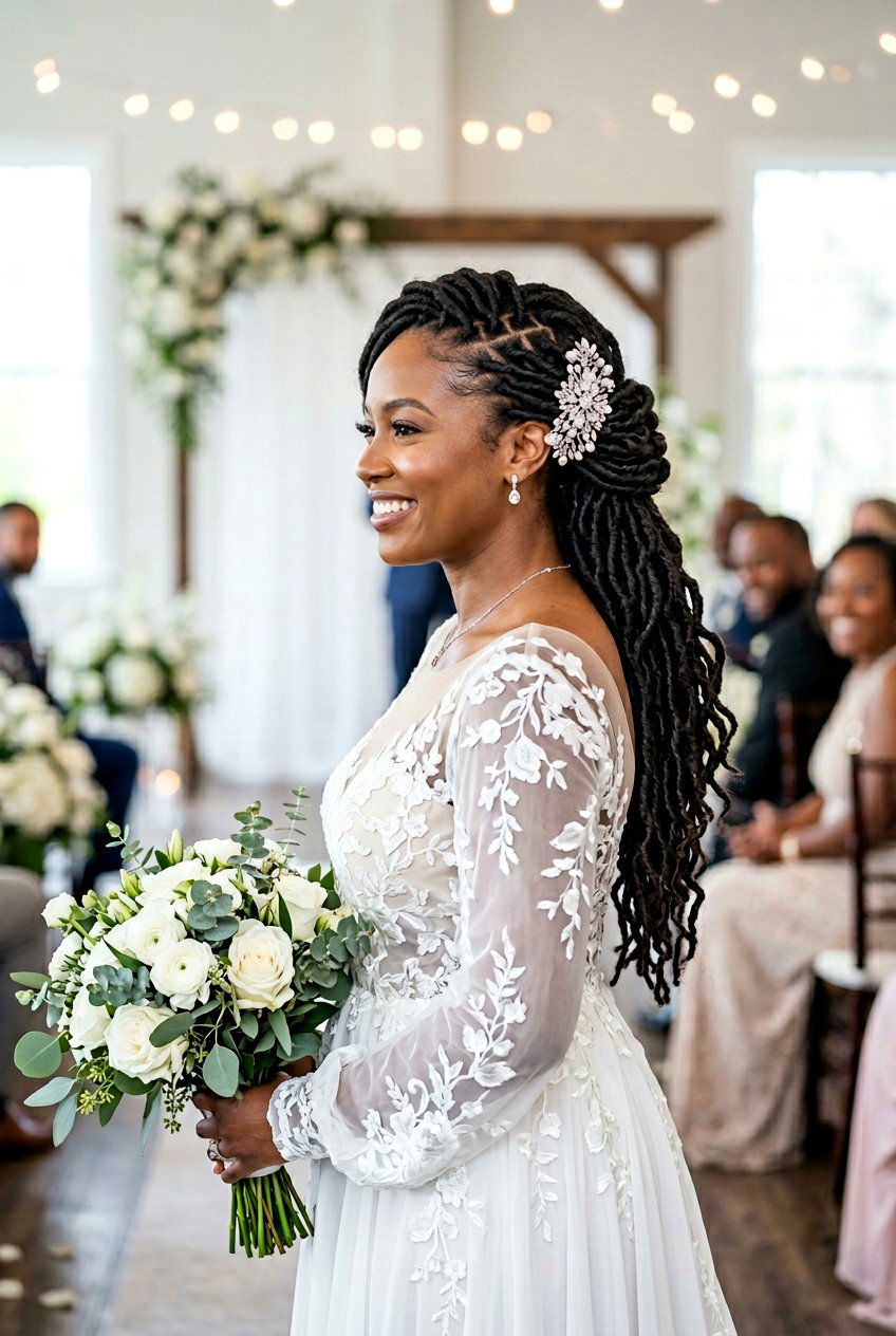Faux Locs Side Swept Bridal Updo - 20 bridal faux loc updo - 20 bridal faux loc updo