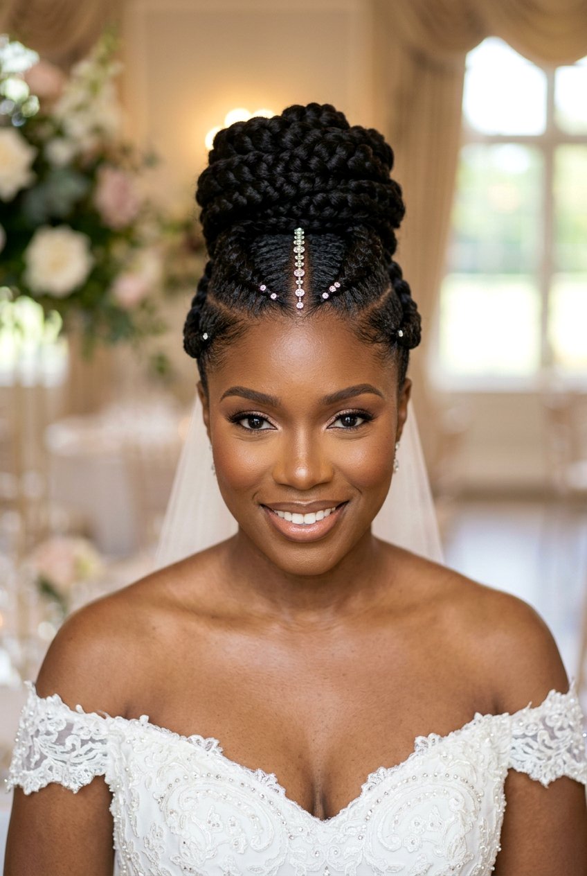 Faux Locs Updo with Wrapped Bun - 20 wedding updo for black women natural hair - 20 wedding updo for black women natural hair