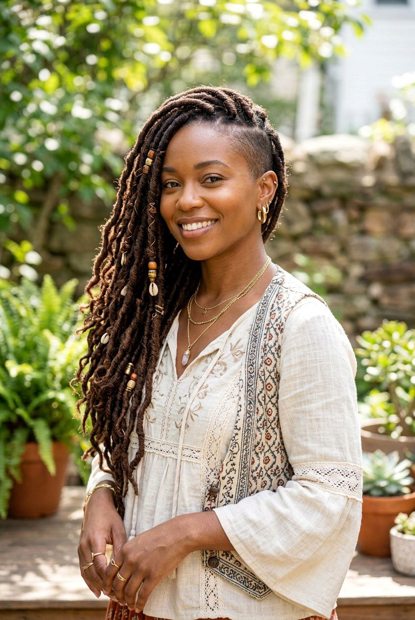 Faux Locs with Shaved Side - 20 braided side shave hairstyle