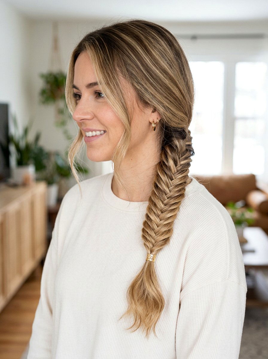 Faux Side Fishtail Braid - 20 side fishtail braid for medium hair - 20 side fishtail braid for medium hair