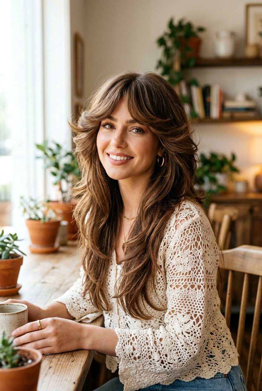 Feathered Bangs Long Hair - 20 face framing bangs for long hair women - 20 face framing bangs for long hair women