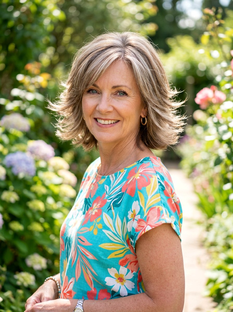 Feathered Bob With Flicked Ends - 20 soft layered bob for women over 50 - 20 soft layered bob for women over 50