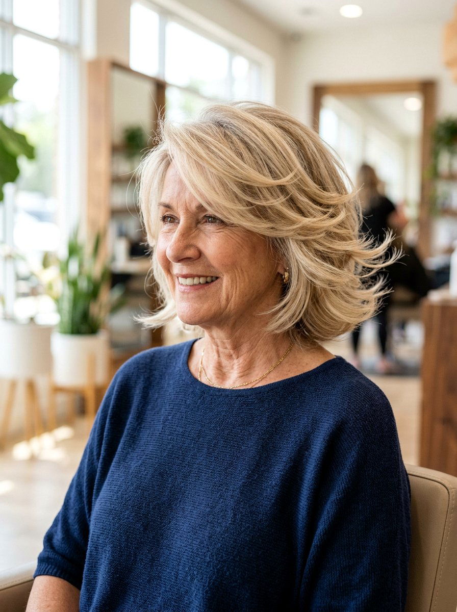 Feathered Bob With Flicked Ends - 20 short bob with volume for older women - 20 short bob with volume for older women