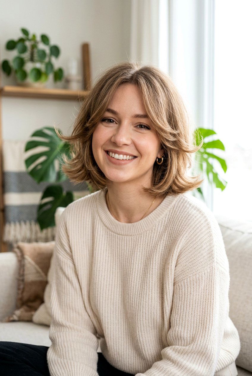 Feathered Bob for Postpartum Hair Loss - 20 haircuts for postpartum hair loss - 20 haircuts for postpartum hair loss