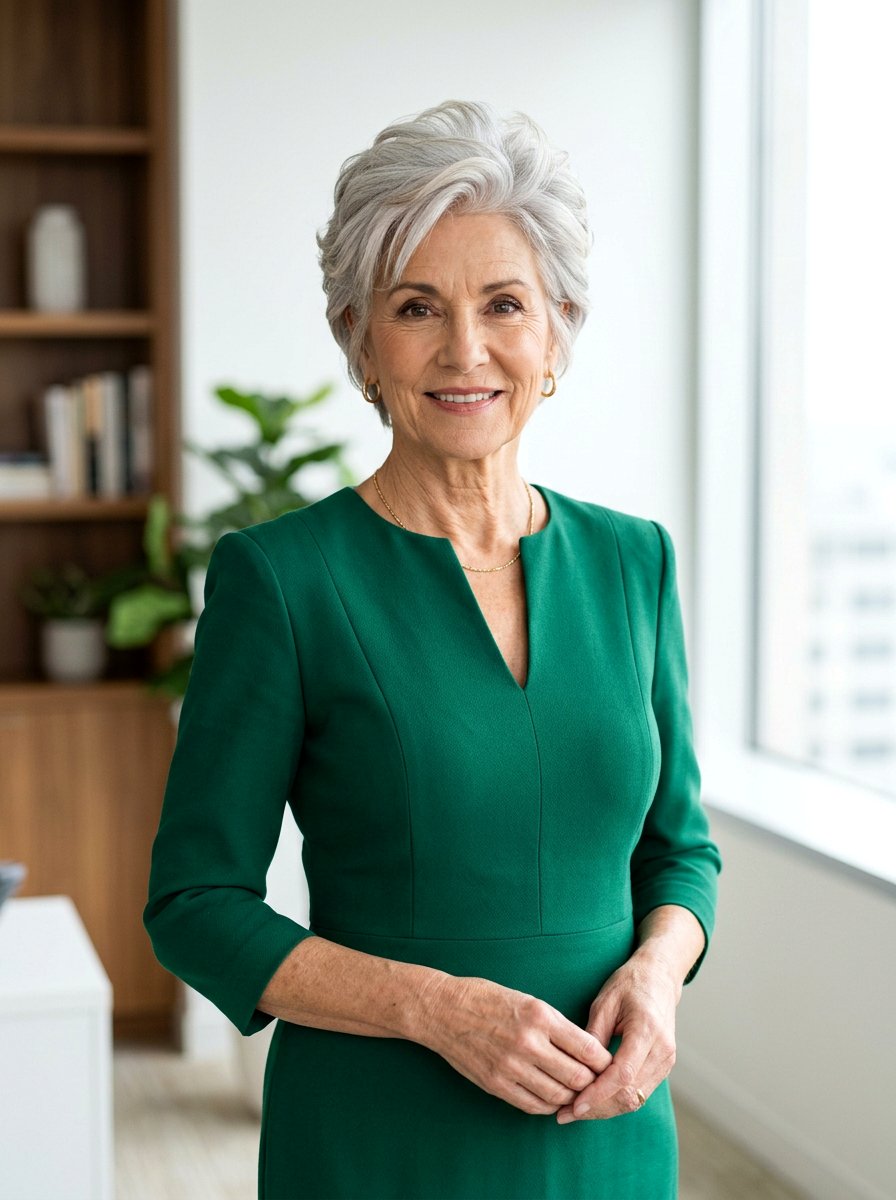 Feathered Crown Volume Cut - 20 silver feathered haircut for older women - 20 silver feathered haircut for older women