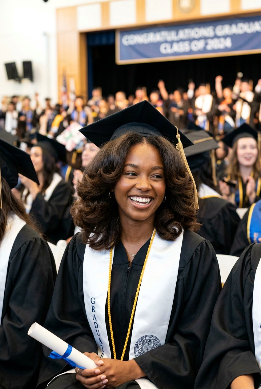 Feathered Curls Blowout - 20 graduation cap hairstyles - 20 graduation cap hairstyles