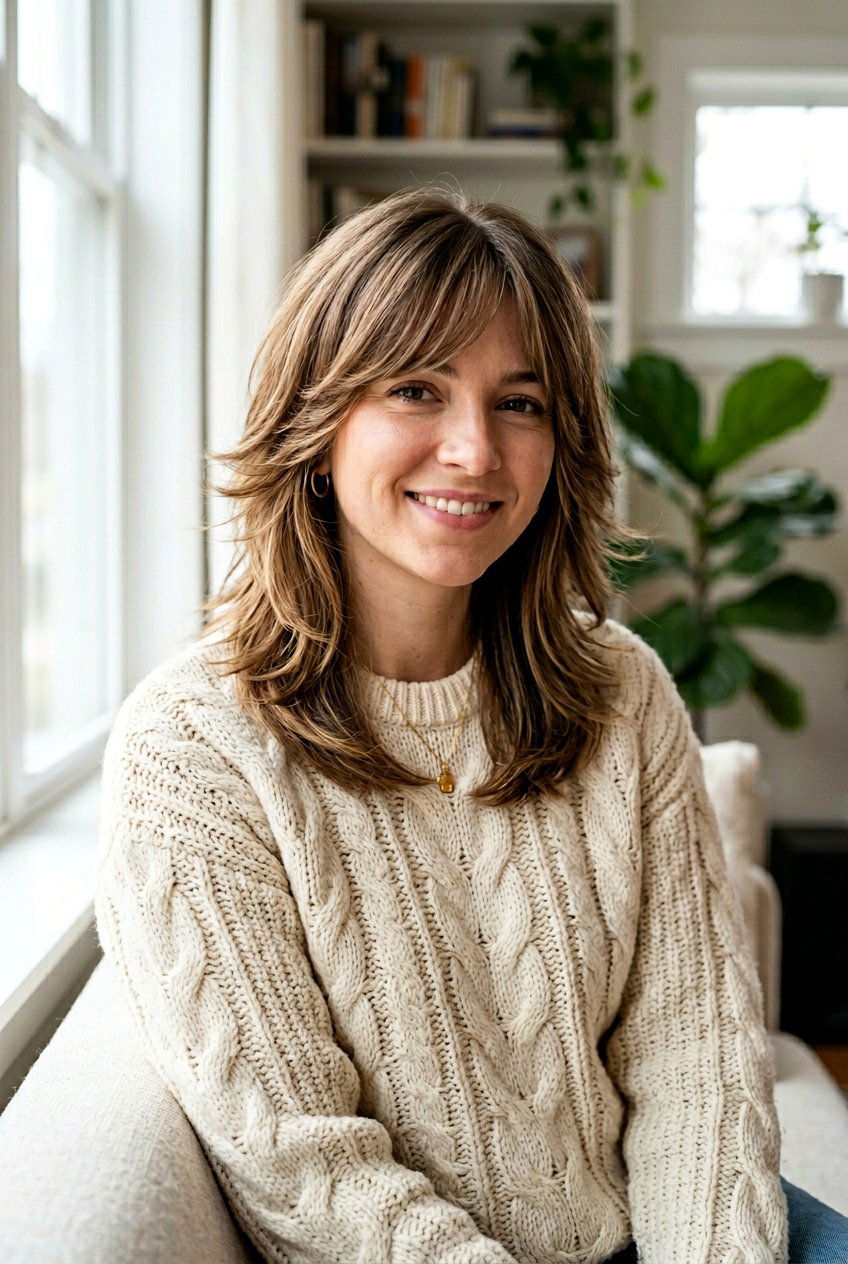 Feathered Ends With Side Bangs - 20 layered haircut with feathered ends - 20 layered haircut with feathered ends