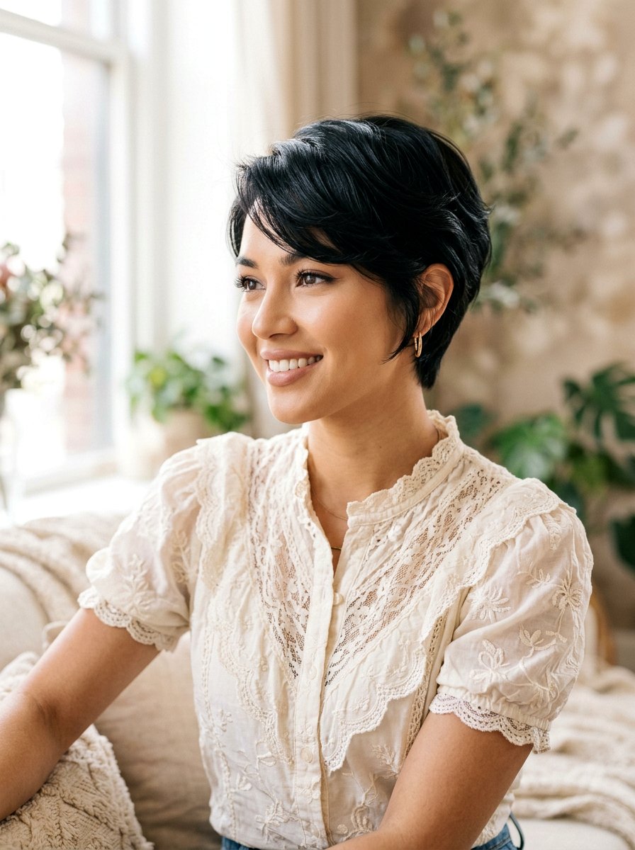 Feathered Glossy Black Pixie Haircut - 20 glossy black pixie haircut - 20 glossy black pixie haircut