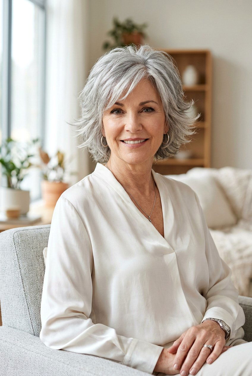 Feathered Gray Shag - 20 gray shag haircut for women over 60 - 20 gray shag haircut for women over 60