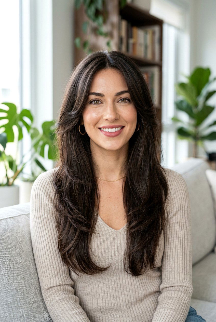 Feathered Hair With Face Framing - 20 70s feathered haircut for long hair - 20 70s feathered haircut for long hair