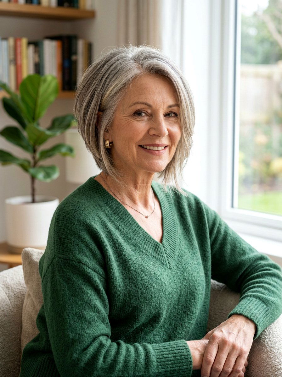 Feathered Inverted Lob - 20 soft feathered lob for older women - 20 soft feathered lob for older women