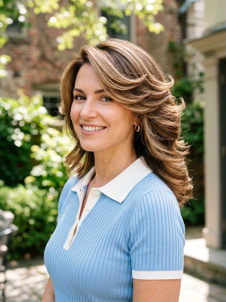 Feathered Layered Blowout - 20 easy blowout styling ideas for layers - 20 easy blowout styling ideas for layers