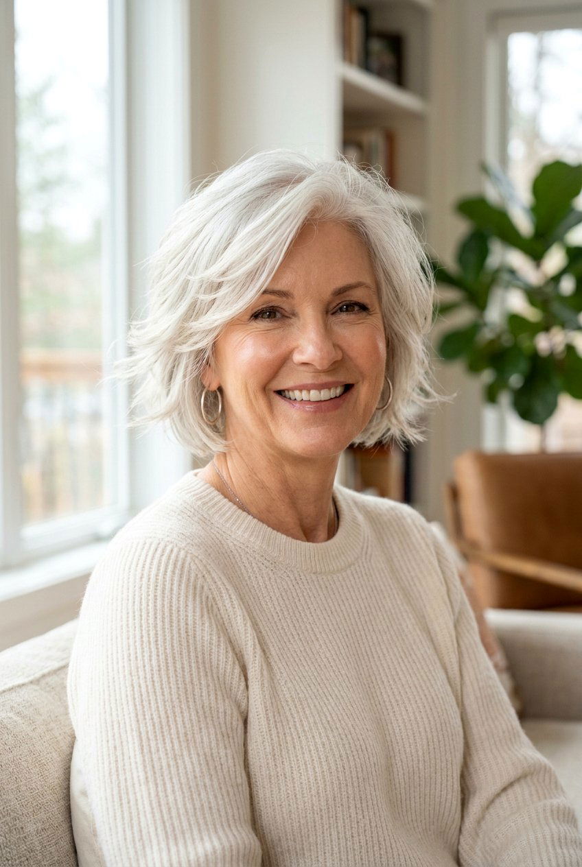 Feathered Layered Bob - 20 layered bob for women over 50 - 20 layered bob for women over 50