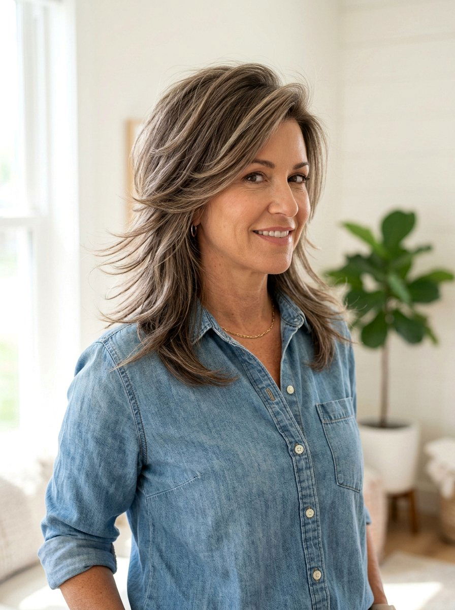 Feathered Layered Haircut - 20 hairstyle to soften cheekbones women - 20 hairstyle to soften cheekbones women