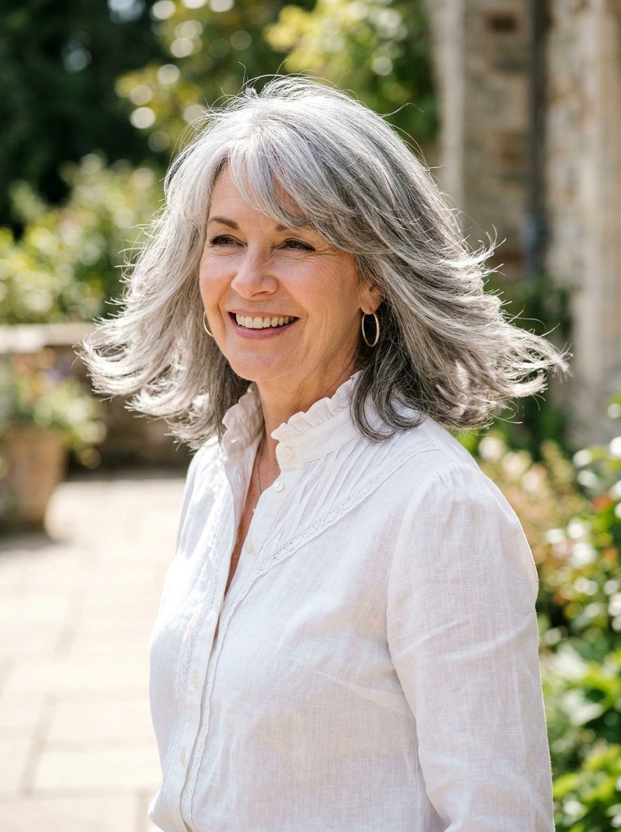 Feathered Layers For Gray Hair - 20 easy hairstyle for naturally gray hair - 20 easy hairstyle for naturally gray hair