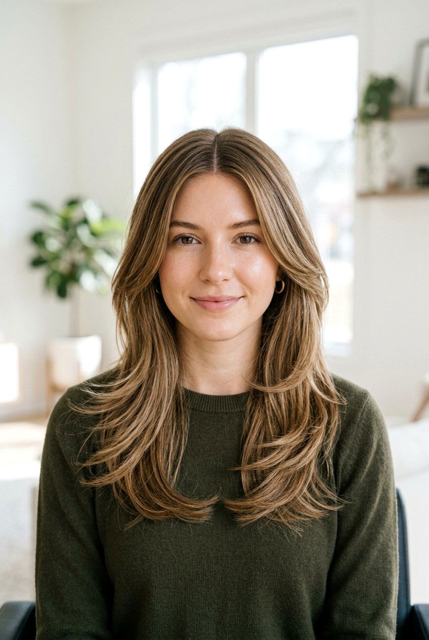 Feathered Layers With Middle Part - 20 feathered long layers for thick hair - 20 feathered long layers for thick hair