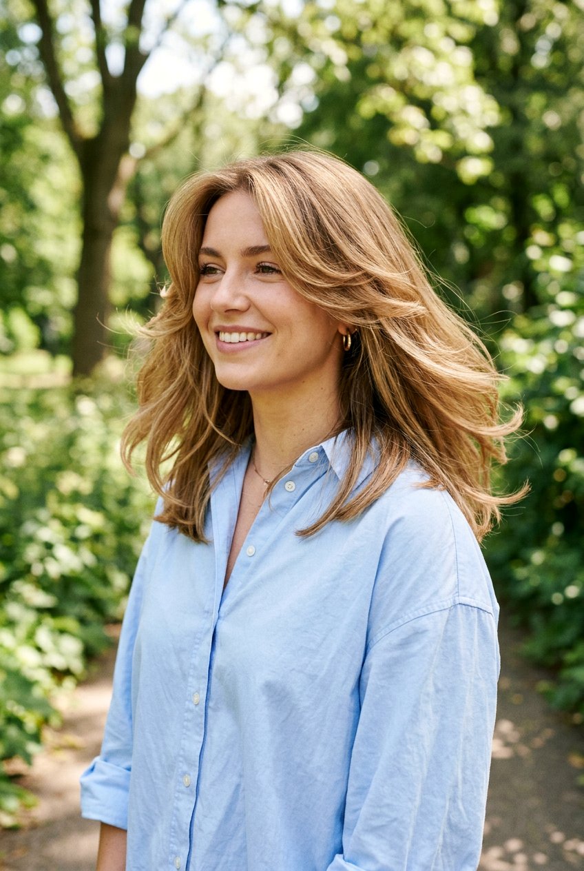 Feathered Layers on Medium Length Hair - 20 polished hairstyles for women - 20 polished hairstyles for women