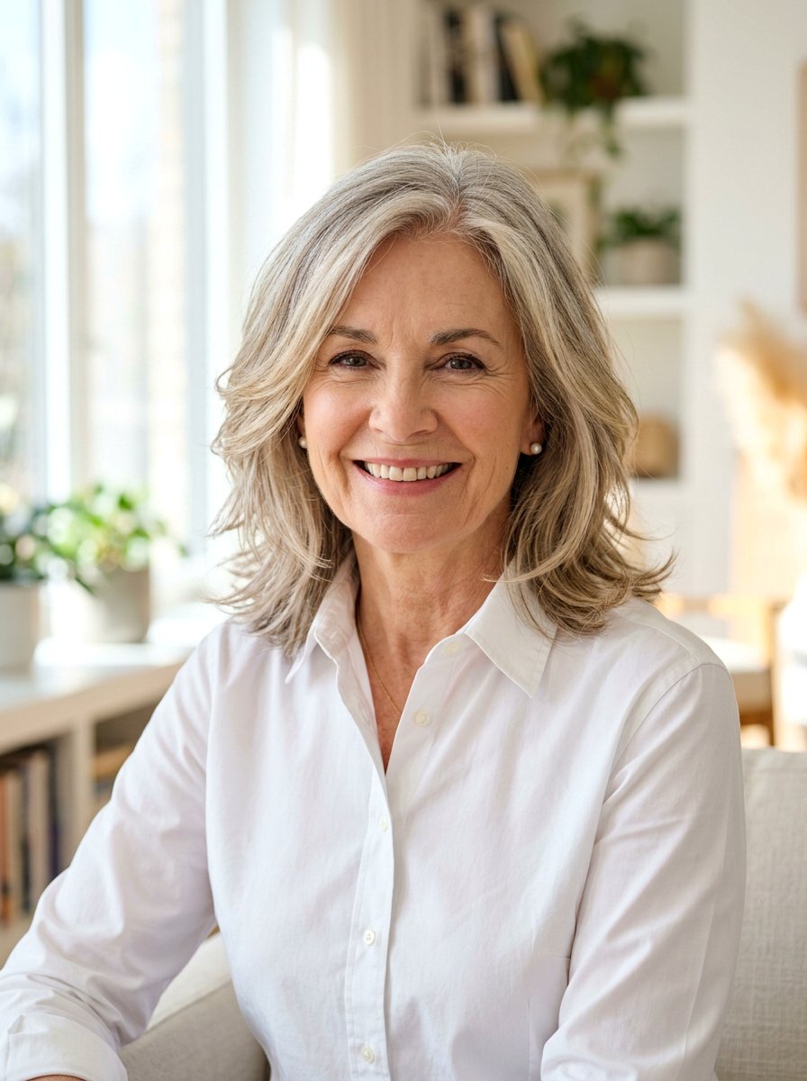 Feathered Lob For Oval Face - 20 soft feathered lob for older women - 20 soft feathered lob for older women