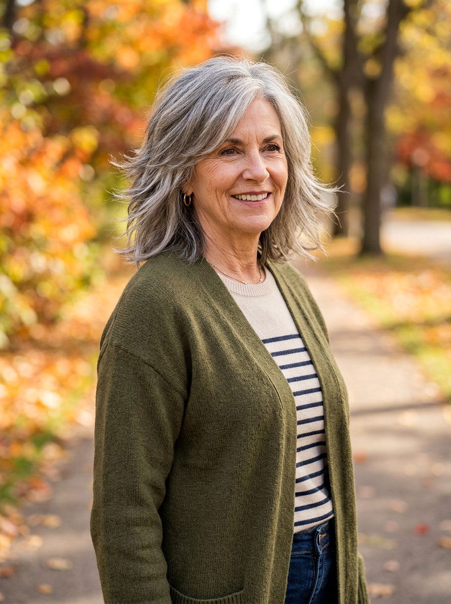 Feathered Lob For Thick Hair - 20 soft feathered lob for older women - 20 soft feathered lob for older women