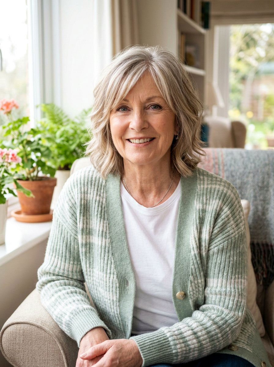 Feathered Lob With Face Framing Layers - 20 soft feathered lob for older women - 20 soft feathered lob for older women