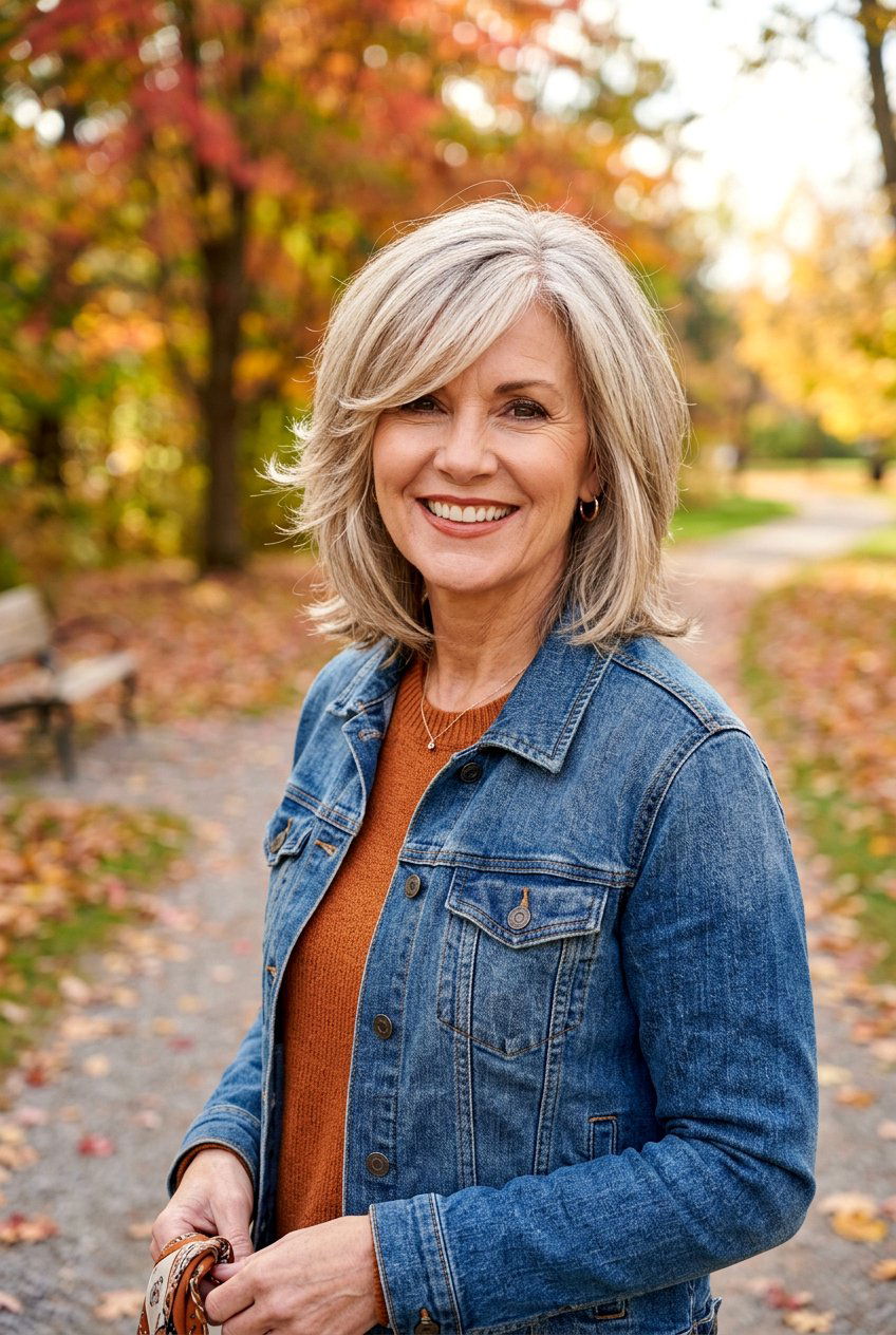 Feathered Lob - 20 bouncy hairstyle for mature women - 20 bouncy hairstyle for mature women