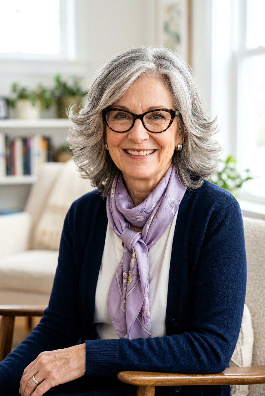 Feathered Mid Length Cut - 20 layered haircut for women over 70 with glasses - 20 layered haircut for women over 70 with glasses