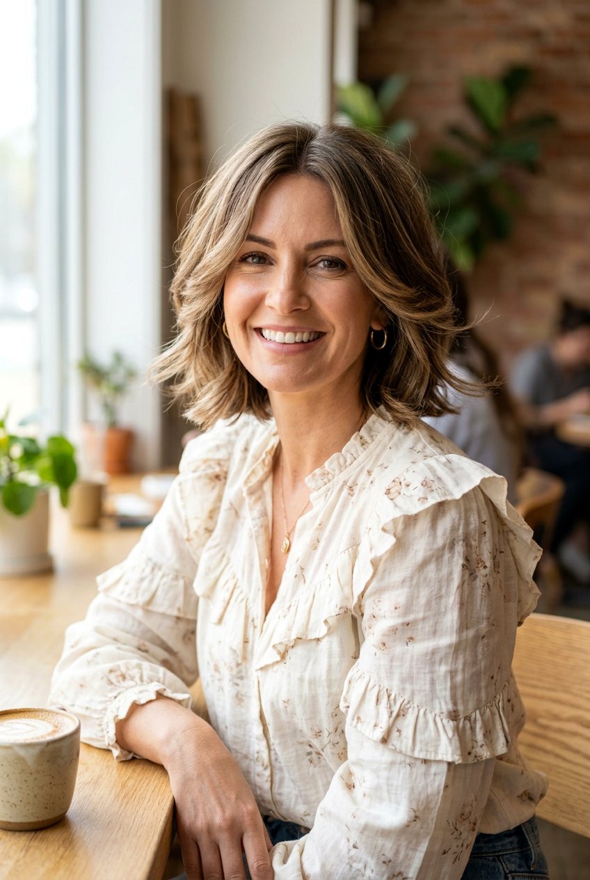 Feathered Mom Bob With Middle Part - 20 mom bob haircut with middle part - 20 mom bob haircut with middle part