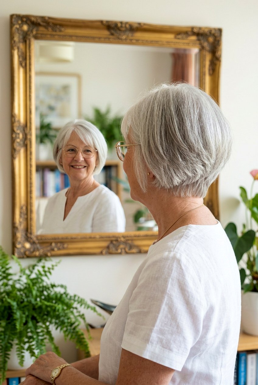 Feathered Nape Bob - 20 layered haircut for women over 70 with glasses - 20 layered haircut for women over 70 with glasses