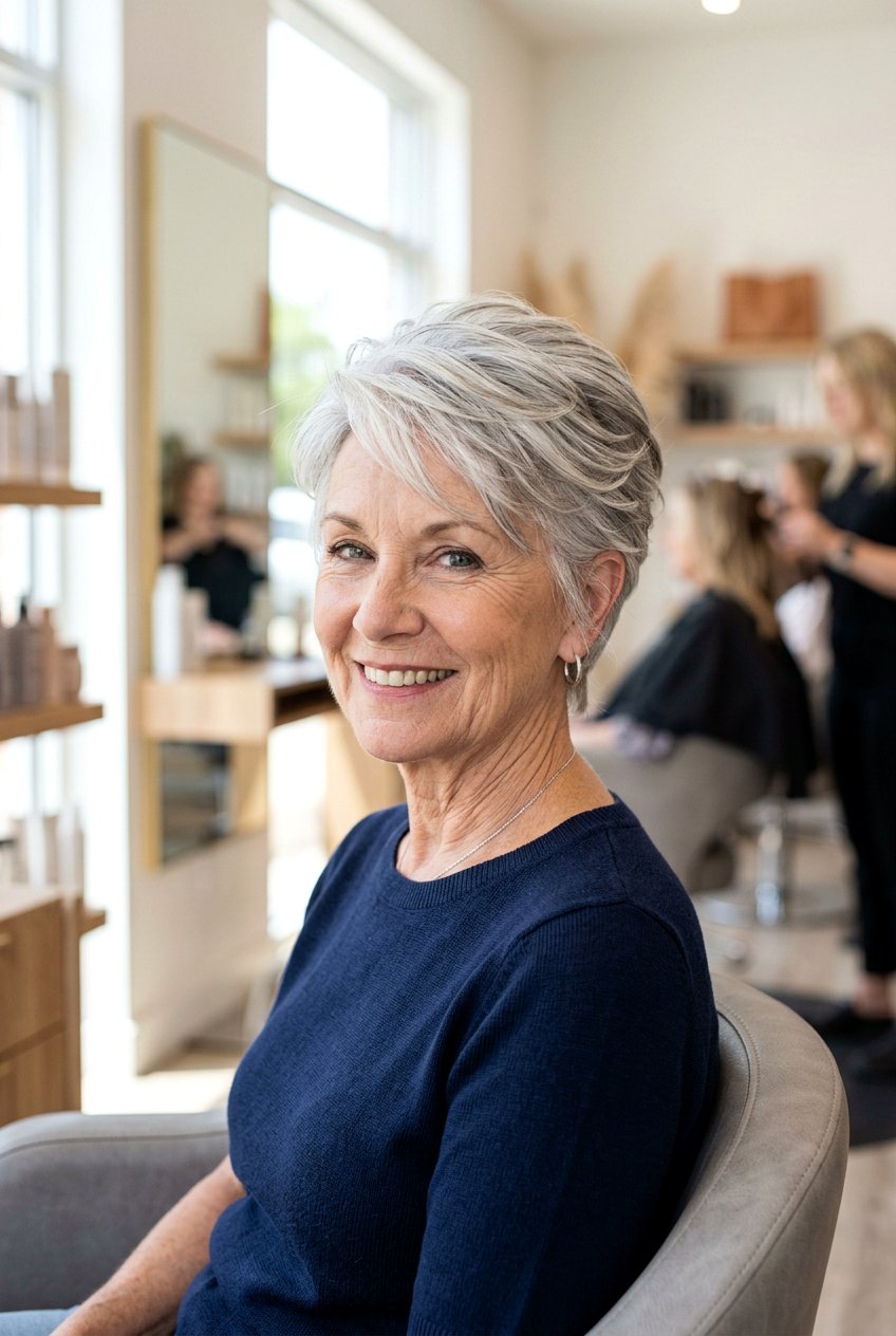 Feathered Pixie Cut - 20 pixie cuts for older women - 20 pixie cuts for older women