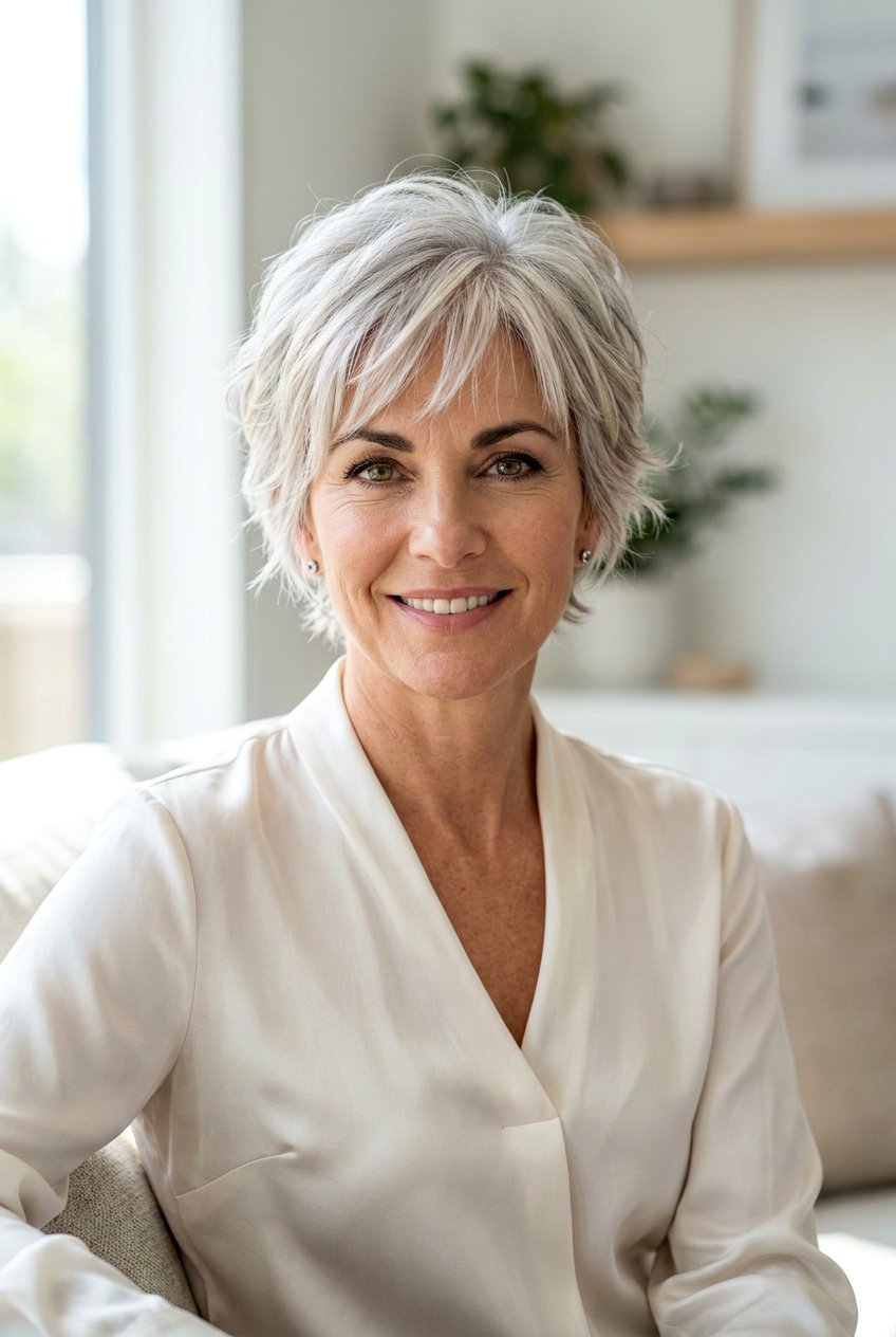 Feathered Pixie Cut - 20 feathered bangs for older women - 20 feathered bangs for older women