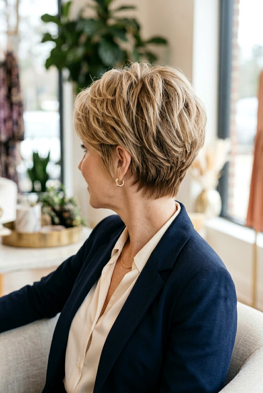 Feathered Pixie With Stacked Back - 20 pixie with stacked back - 20 pixie with stacked back