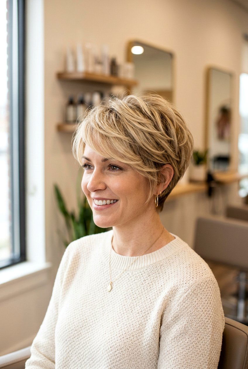 Feathered Pixie - 20 short hairstyles for fine hair - 20 short hairstyles for fine hair