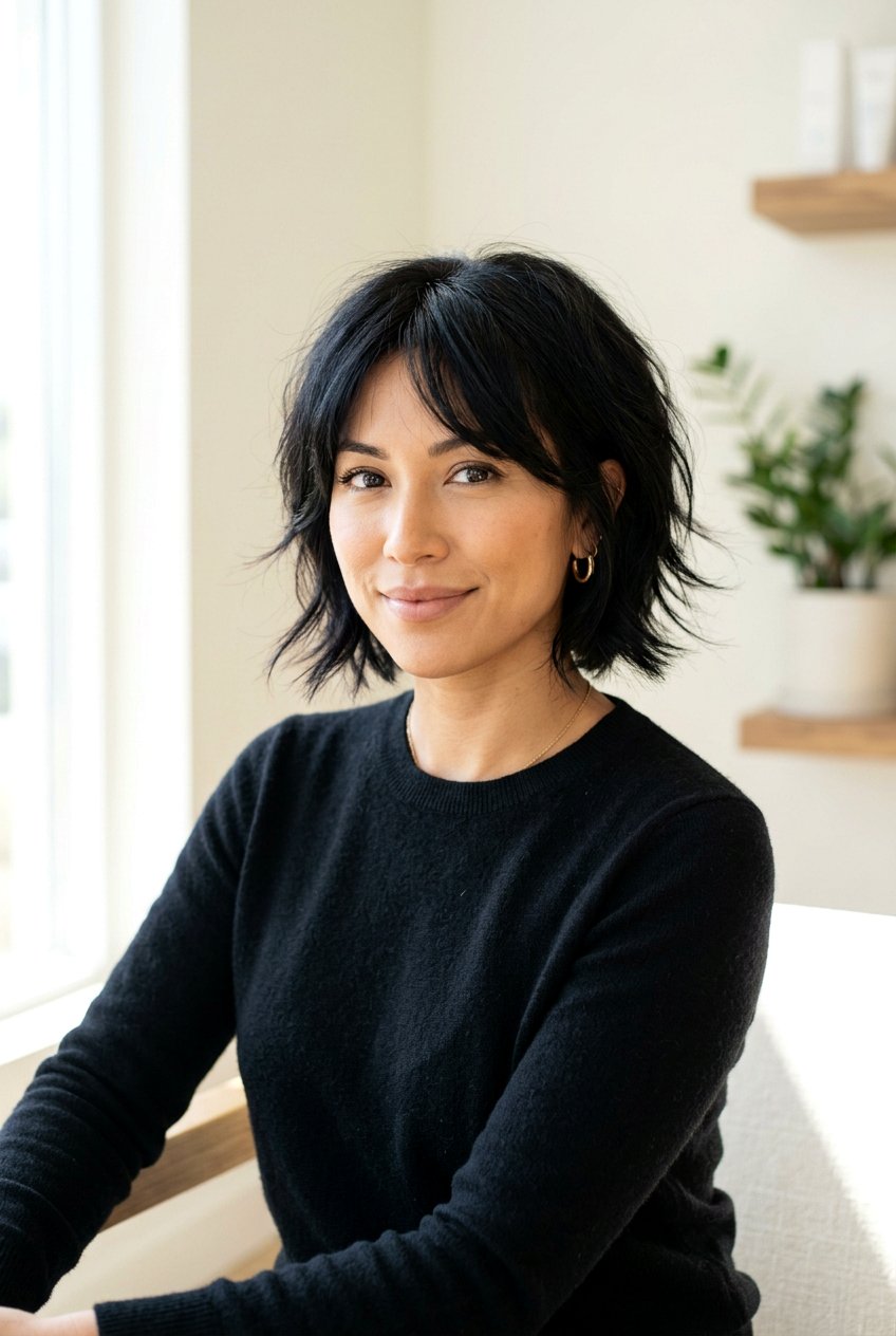 Feathered Raven Bob - 20 soft goth bob for women - 20 soft goth bob for women