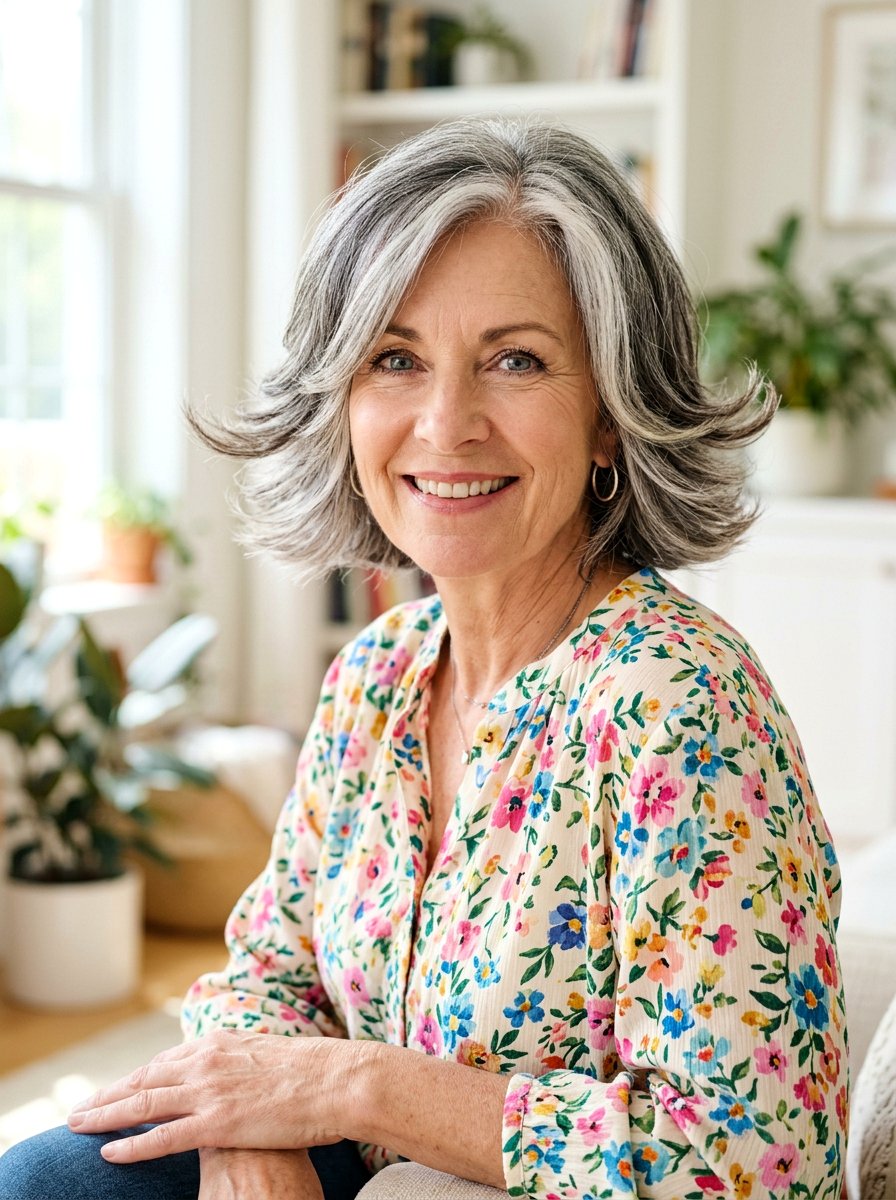 Feathered Salt And Pepper Bob - 20 salt and pepper bob for older women - 20 salt and pepper bob for older women