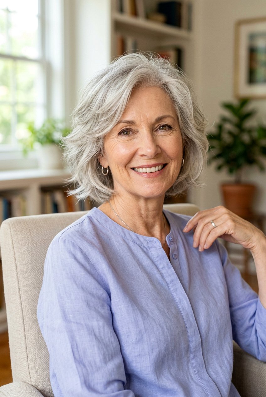 Feathered Shaggy Bob - 20 shaggy bob for older women - 20 shaggy bob for older women