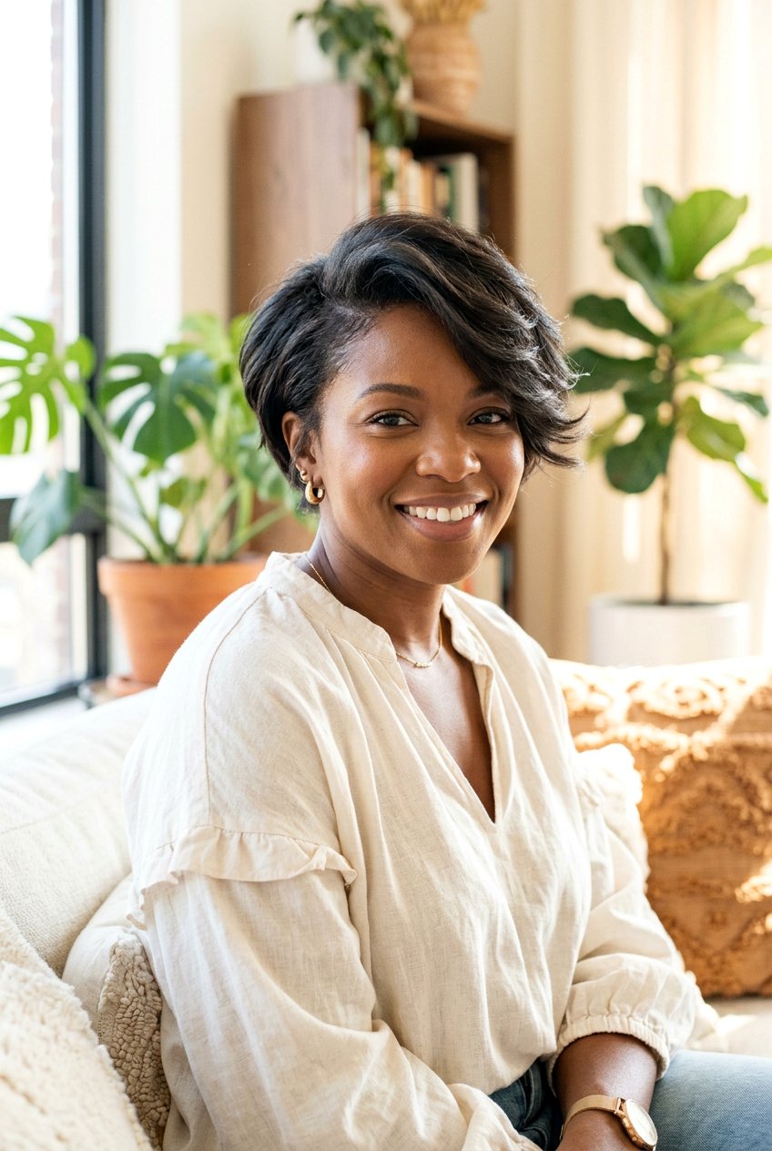 Feathered Short Crop - 20 black women mature short haircut ideas - 20 black women mature short haircut ideas