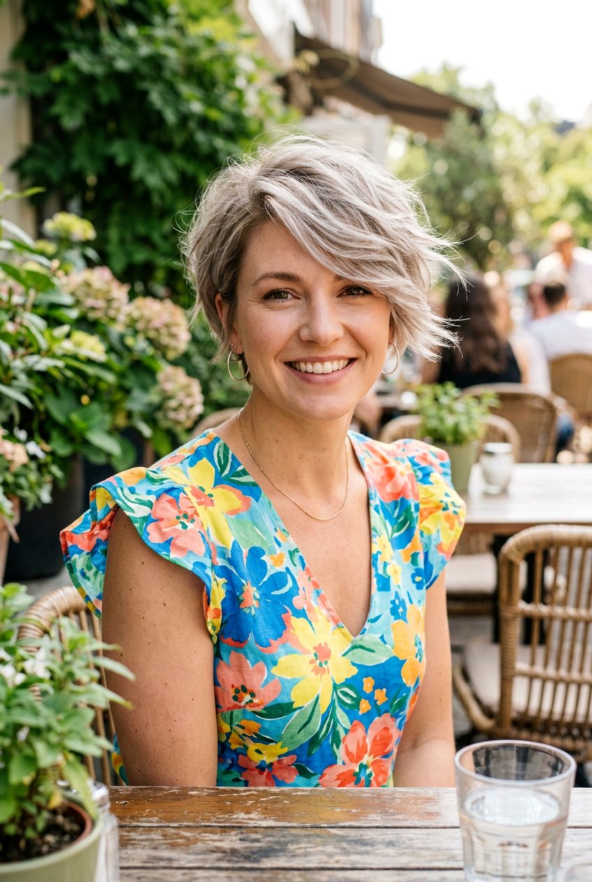 Feathered Short Cut - 20 low maintenance haircut for naturally gray women - 20 low maintenance haircut for naturally gray women