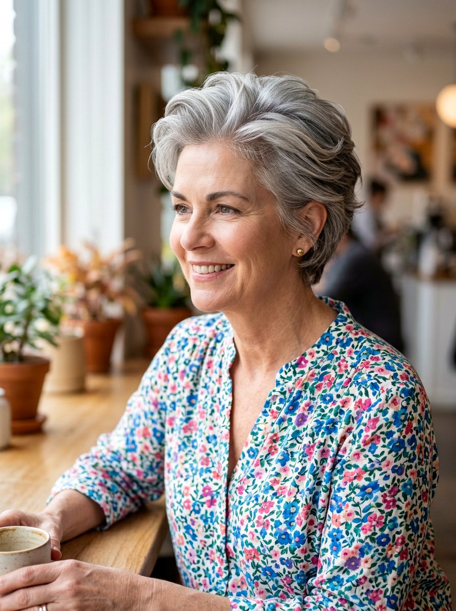 Feathered Short Gray Haircut - 20 elegant haircut for naturally gray hair - 20 elegant haircut for naturally gray hair