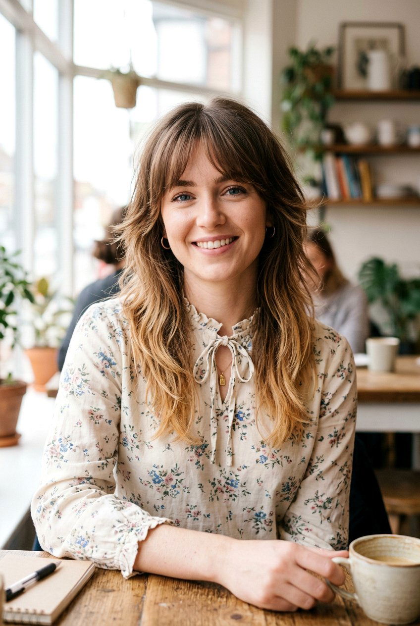 Feathered Shoulder Length Haircut With Wispy Bangs - 20 shoulder length haircut with wispy bangs - 20 shoulder length haircut with wispy bangs