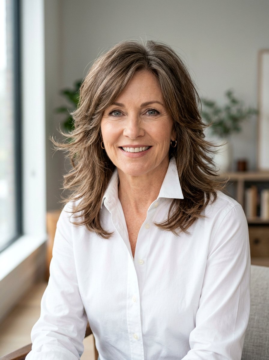 Feathered Shoulder Length Shag - 20 shoulder length shag for women over 50 - 20 shoulder length shag for women over 50