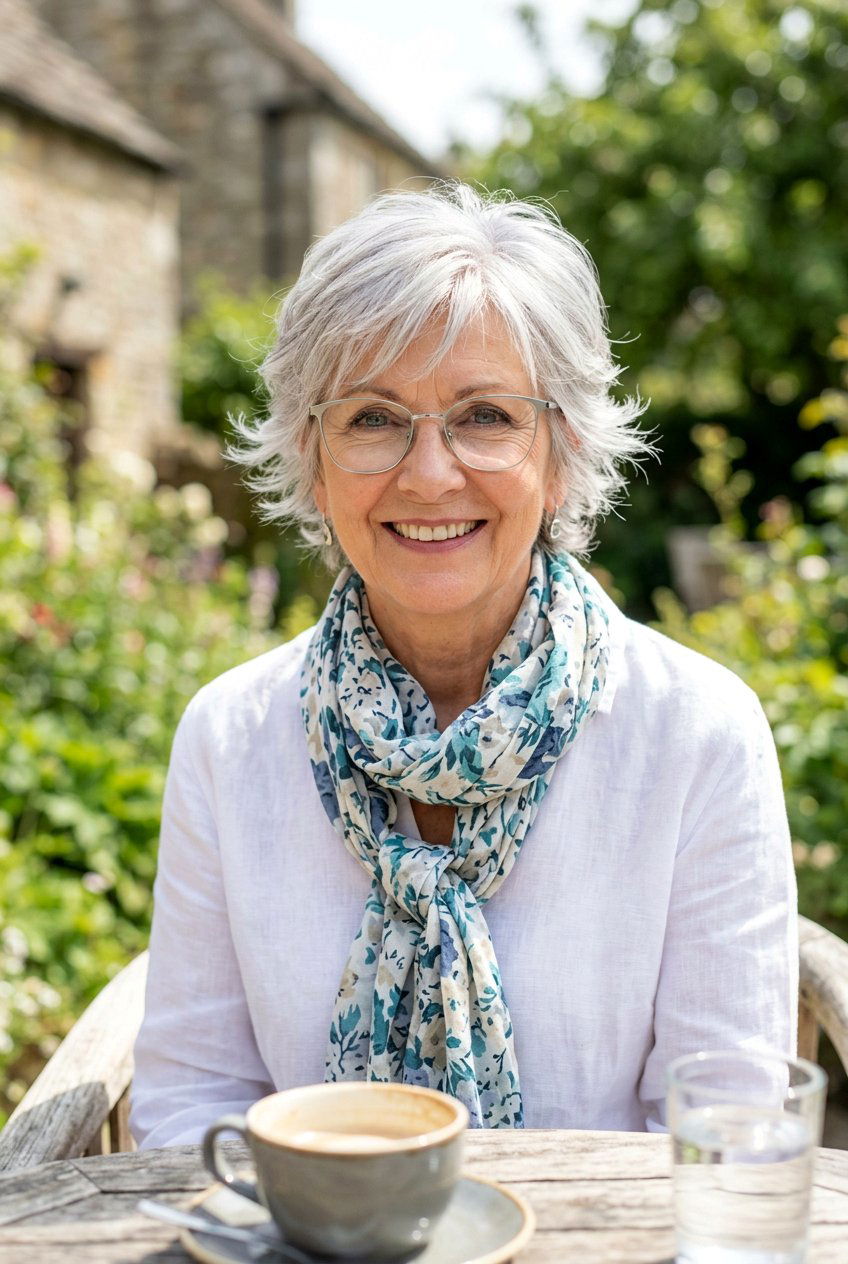 Feathered Silver Long Pixie - 20 gray hairstyles for women with glasses - 20 gray hairstyles for women with glasses