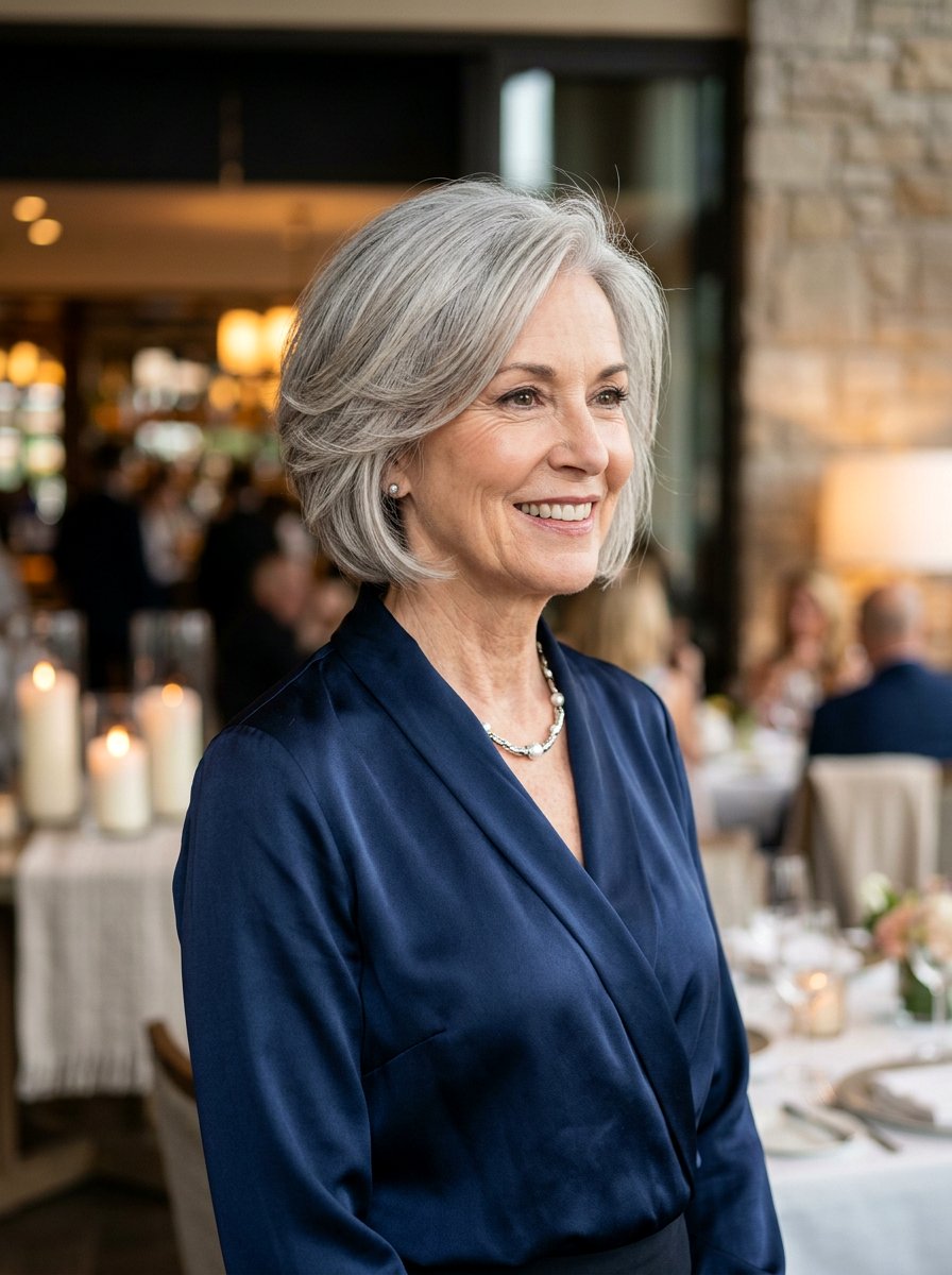 Feathered Stacked Bob - 20 stacked bob for fine gray hair - 20 stacked bob for fine gray hair