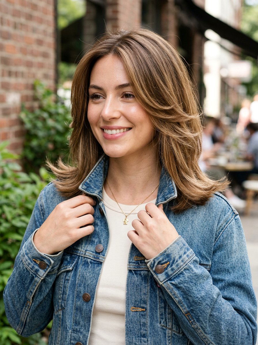 Feathered Straight Shoulder Length Layers - 20 straight shoulder length layers for women - 20 straight shoulder length layers for women