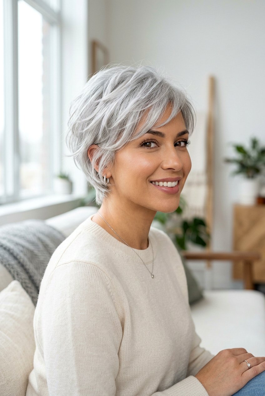 Feathered gray pixie - 20 gray pixie haircut - 20 gray pixie haircut