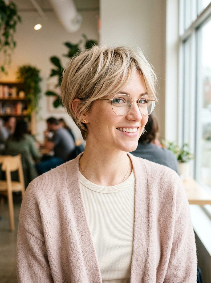 Feathered pixie haircut - 20 short layered cut for women with glasses - 20 short layered cut for women with glasses